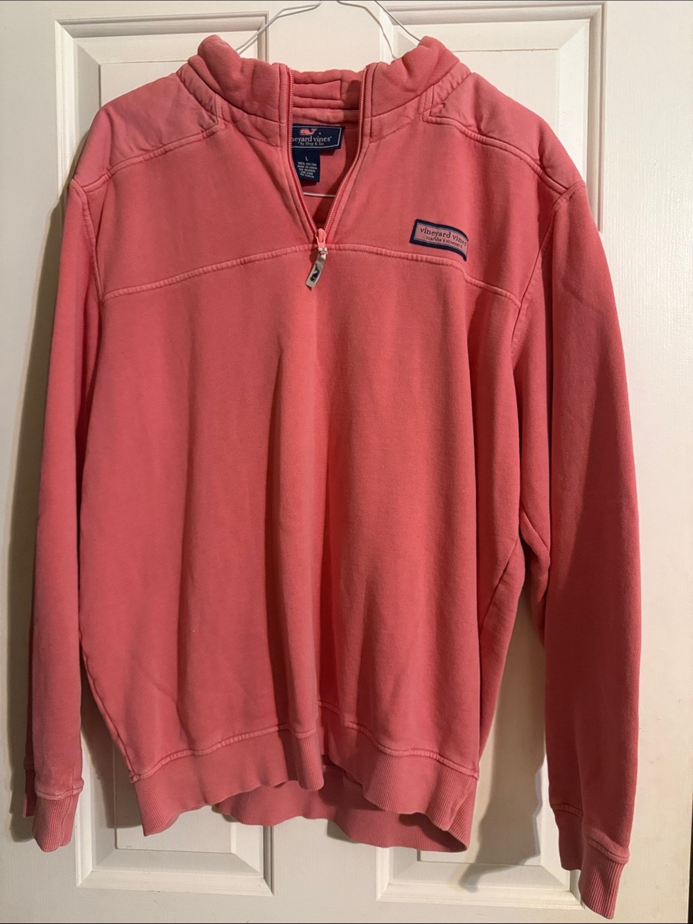 Vineyard Vines Men’s Coral Pink Quarter-Zip Pullover size large
